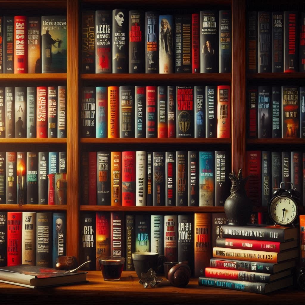 collection and anthologies mystery novels | A bookshelf filled with gripping mystery series for Series mystery novels